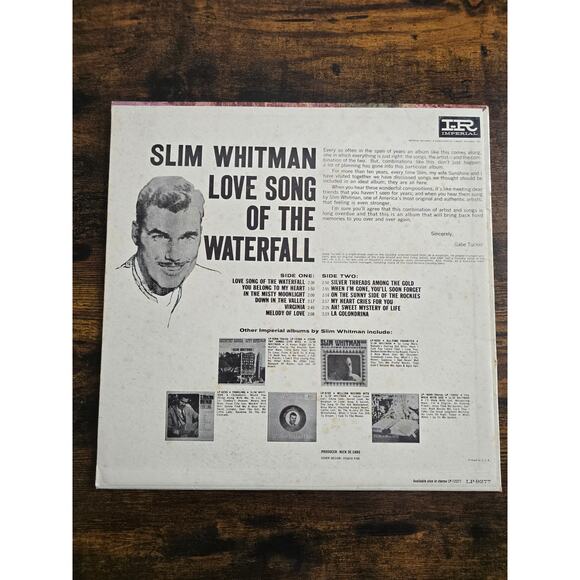 Vintage Slim Whitman Love Song of the Waterfall Imperial LP-9277 - Picture 2 of 7